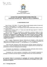 Avviso per assegnazione in miglioria dei posteggi vacanti del  Mercato della Domenica
