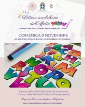 Domenica 9 novembre  Biblioteca Civica P. Bazzini in Via Montebello 2  "Lettere arcobaleno dall'effetto WOW!"  Laboratorio di lettering per bambini dai 7 anni  Primo turno dalle 15 alle 16.30 (max 10 partecipanti)  Secondo turno dalle 16.45 alle 18.15 (max 10 partecipanti)  Ingresso libero. Prenotazione obbligatoria.  Informazioni e prenotazioni: Whatsapp 328 1280082